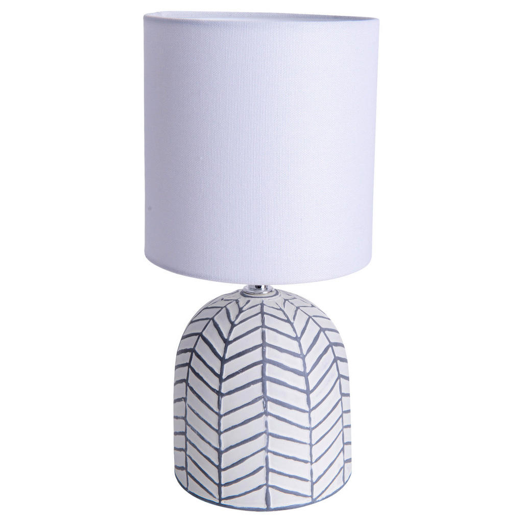 Näve Leuchten Tischleuchte FOLIO NV3189323 weiß grau Keramik Leinen H/D: ca günstig online kaufen