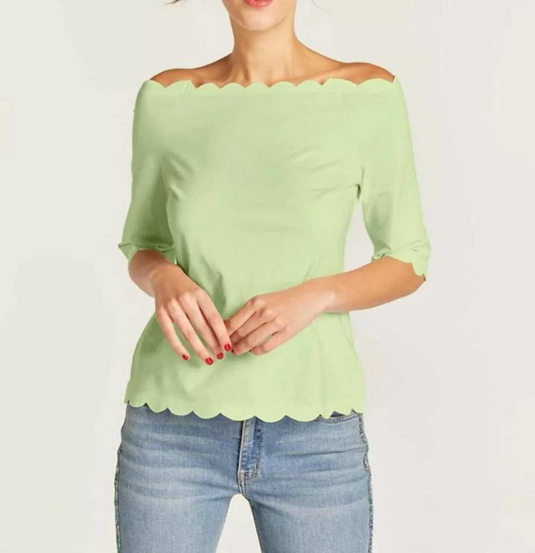 heine Print-Shirt LINEA TESINI Damen Designer-Carmenshirt, apfelgrün günstig online kaufen