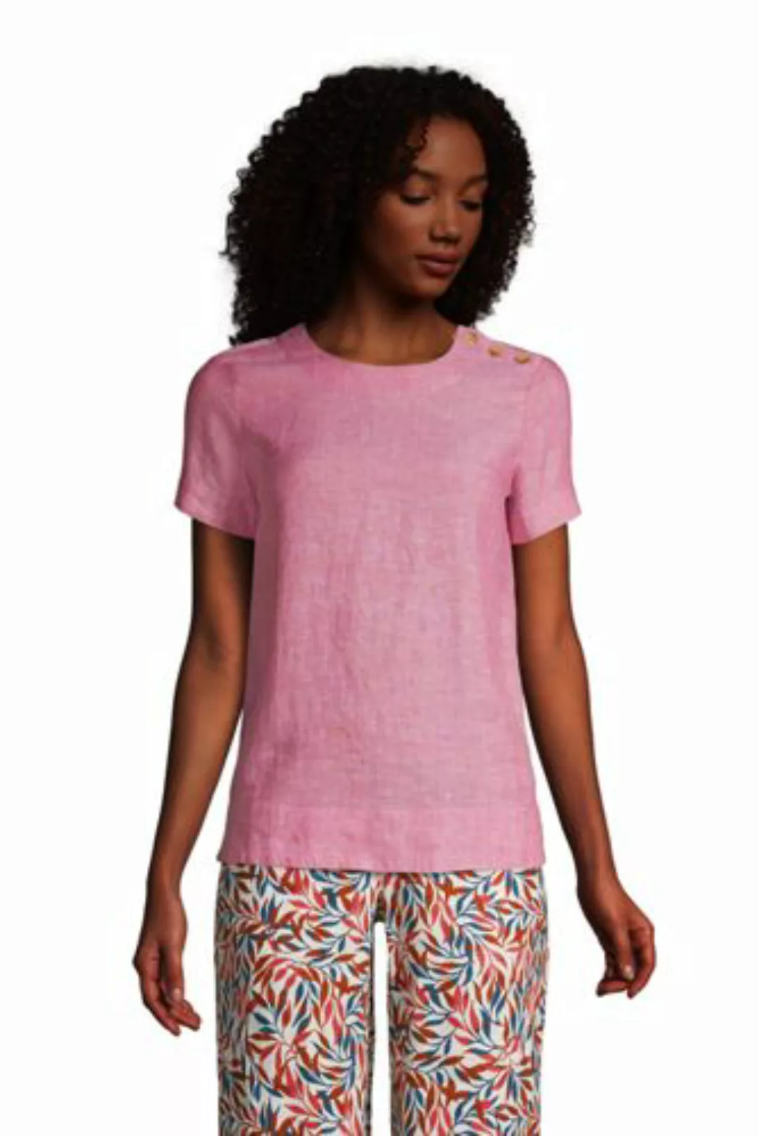 Leinen-Shirt mit Schulterknöpfen, Damen, Größe: 48-50 Normal, Rot, by Lands günstig online kaufen