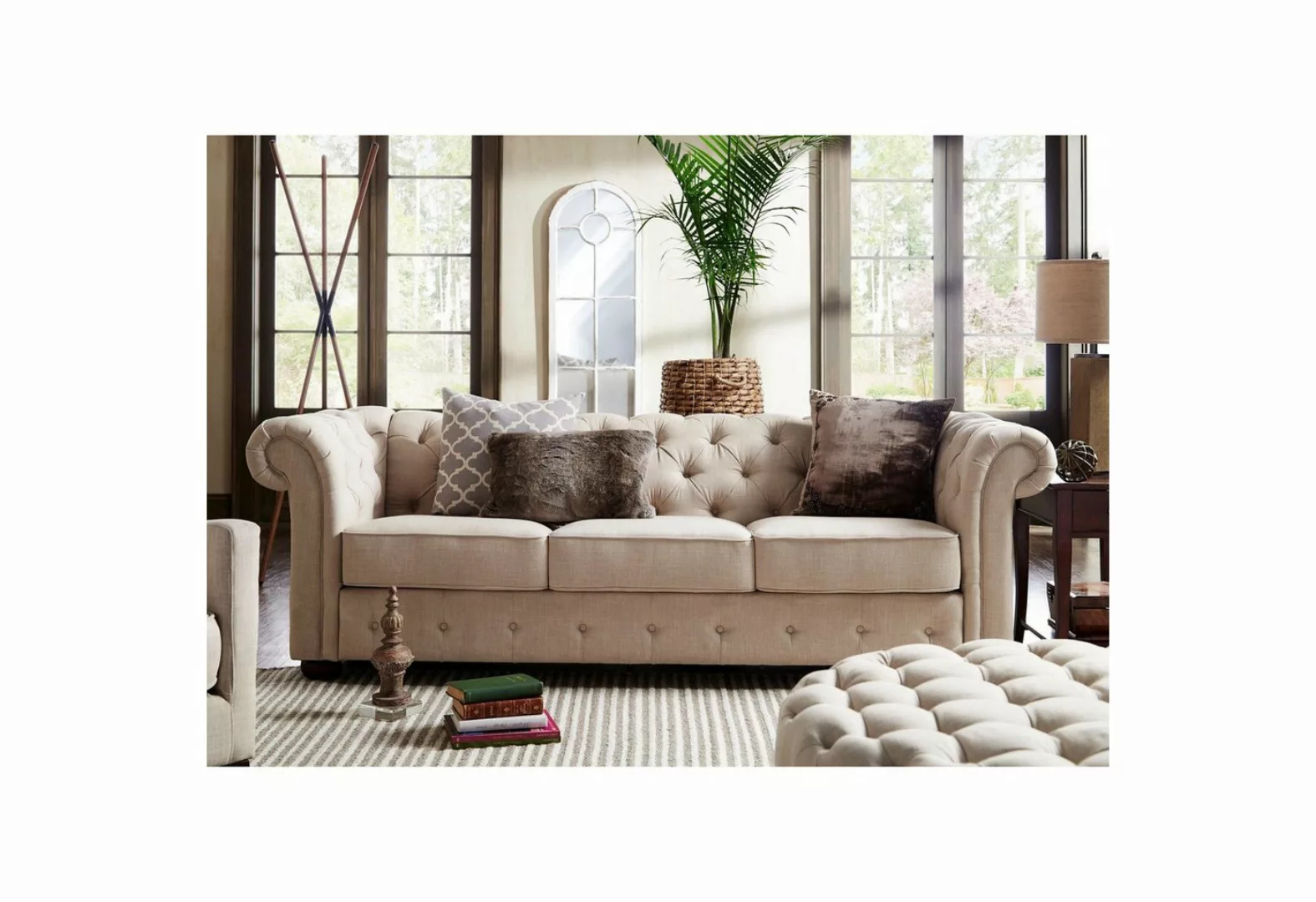 Xlmoebel Sofa Möbel im ländlichen Stil - Chesterfield Sofa Sitzgruppe 3+2-S günstig online kaufen