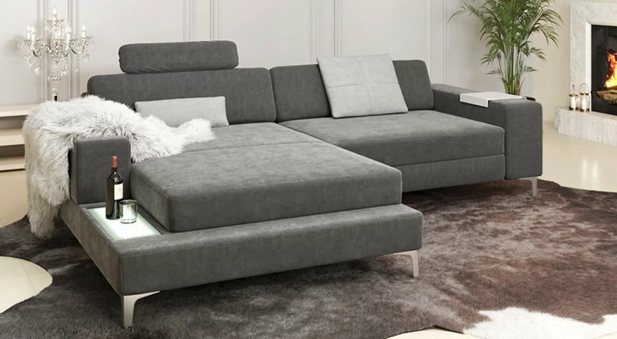 BULLHOFF Ecksofa Designsofa Ecksofa Eckcouch L-Form Sofa LED Couch Wohnland günstig online kaufen