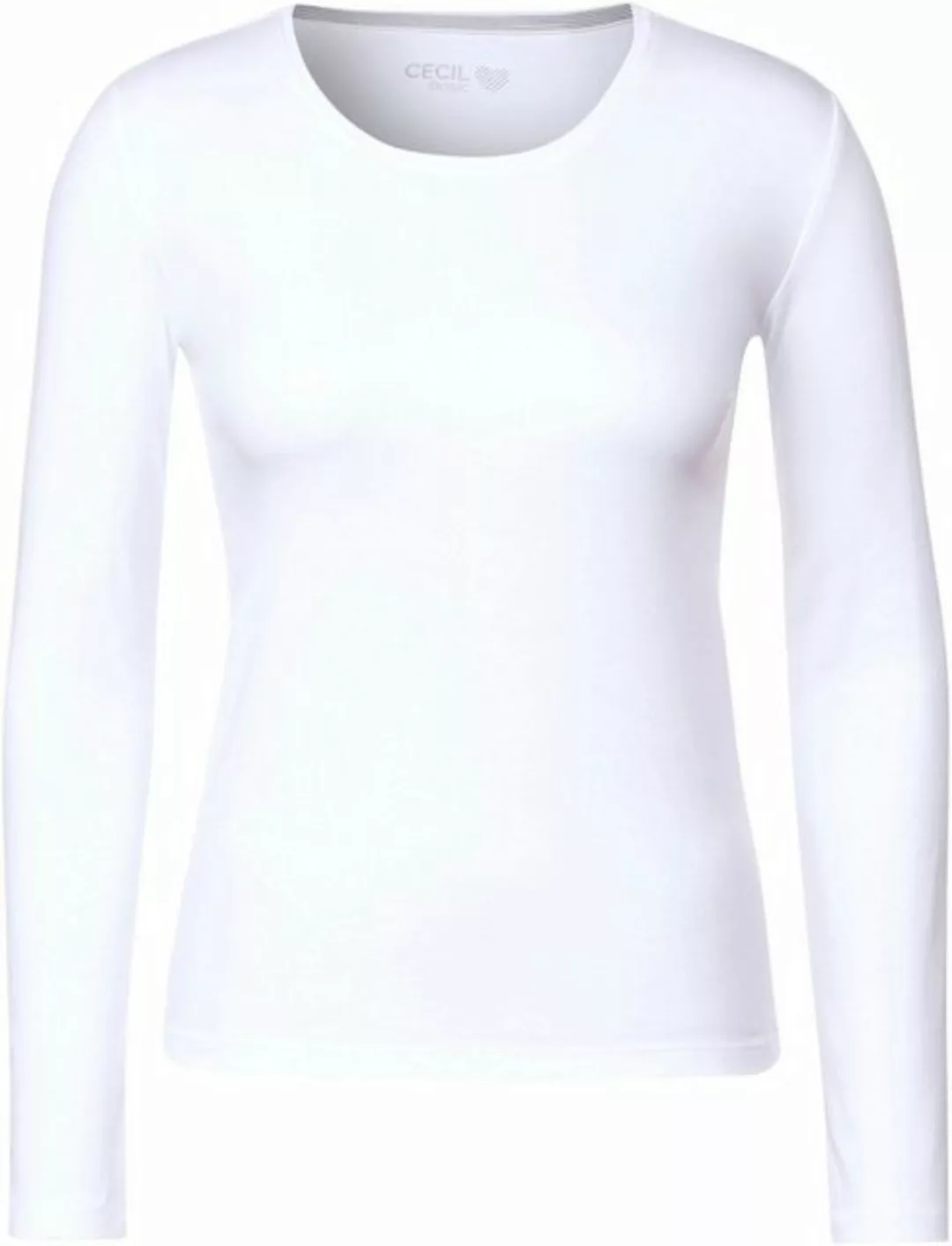 Cecil Langarmshirt Basic Langarmshirt Pia in Unifarbe günstig online kaufen