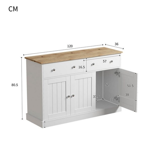 Furnishings Home Beistellschrank 120 cm Sideboard + 2 Schubladen + 3 Ablage günstig online kaufen