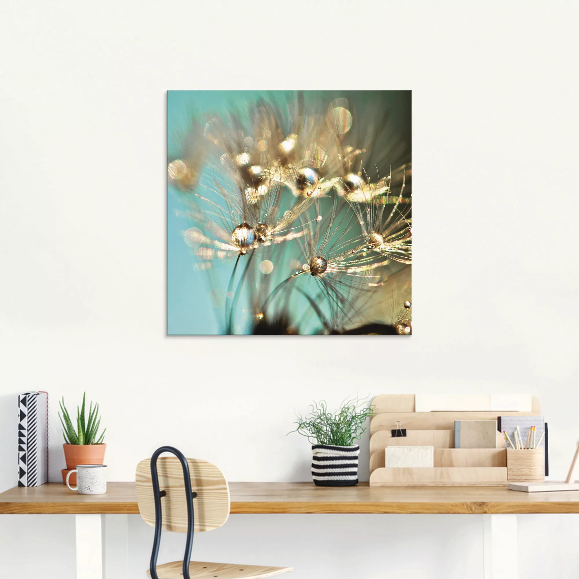 Artland Glasbild »Pusteblume glänzendes Gold«, Blumen, (1 St.), in verschie günstig online kaufen