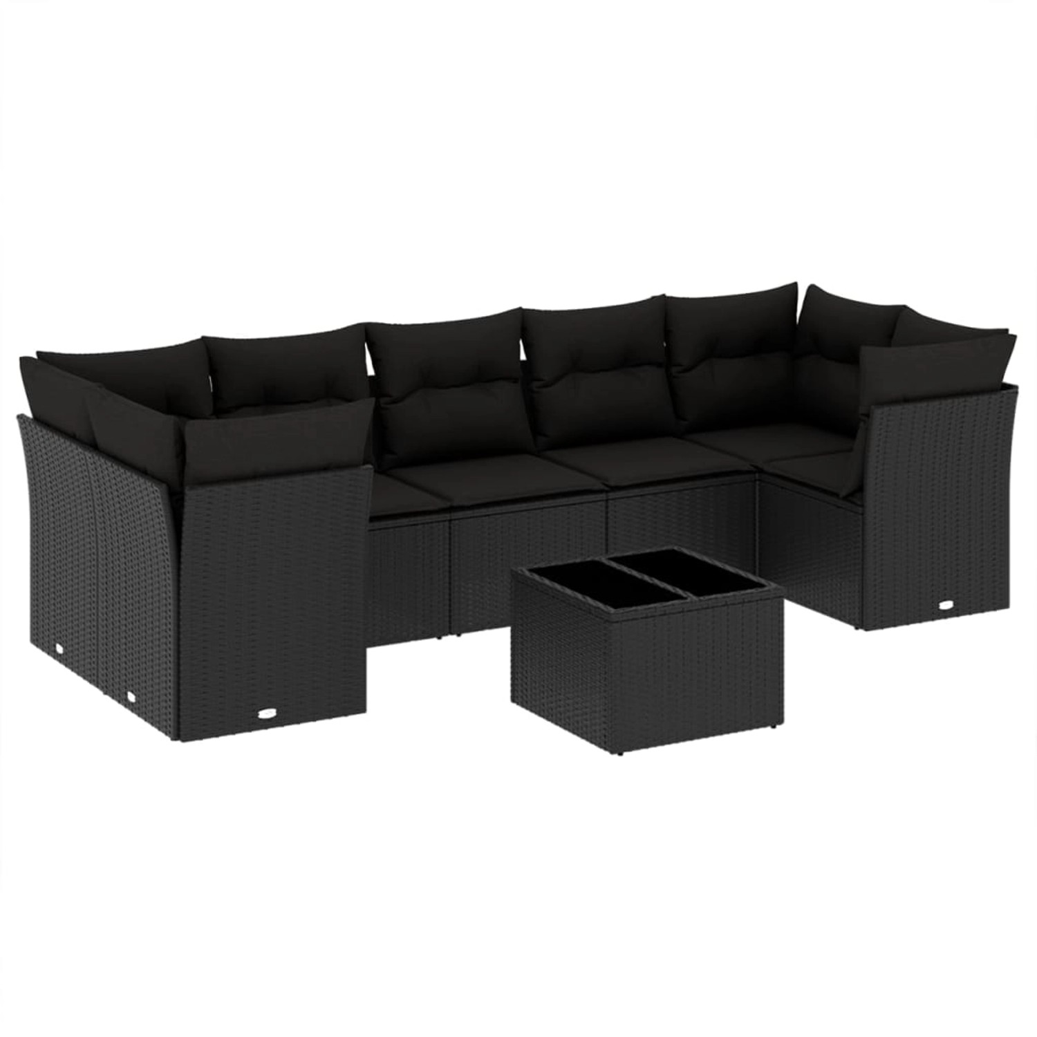 vidaXL 8-Tlg Garten-Sofagarnitur mit Kissen Schwarz Poly Rattan 3249124 günstig online kaufen