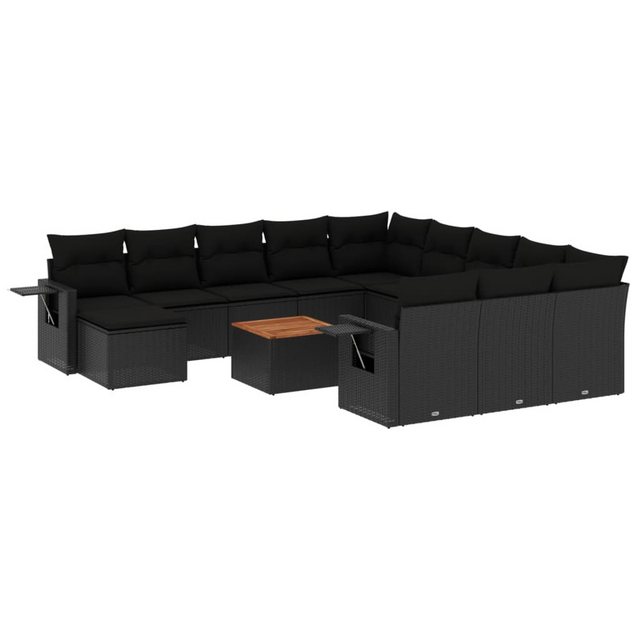 vidaXL Sofaelement 13-tlg. Garten-Sofagarnitur mit Kissen Schwarz Poly Ratt günstig online kaufen