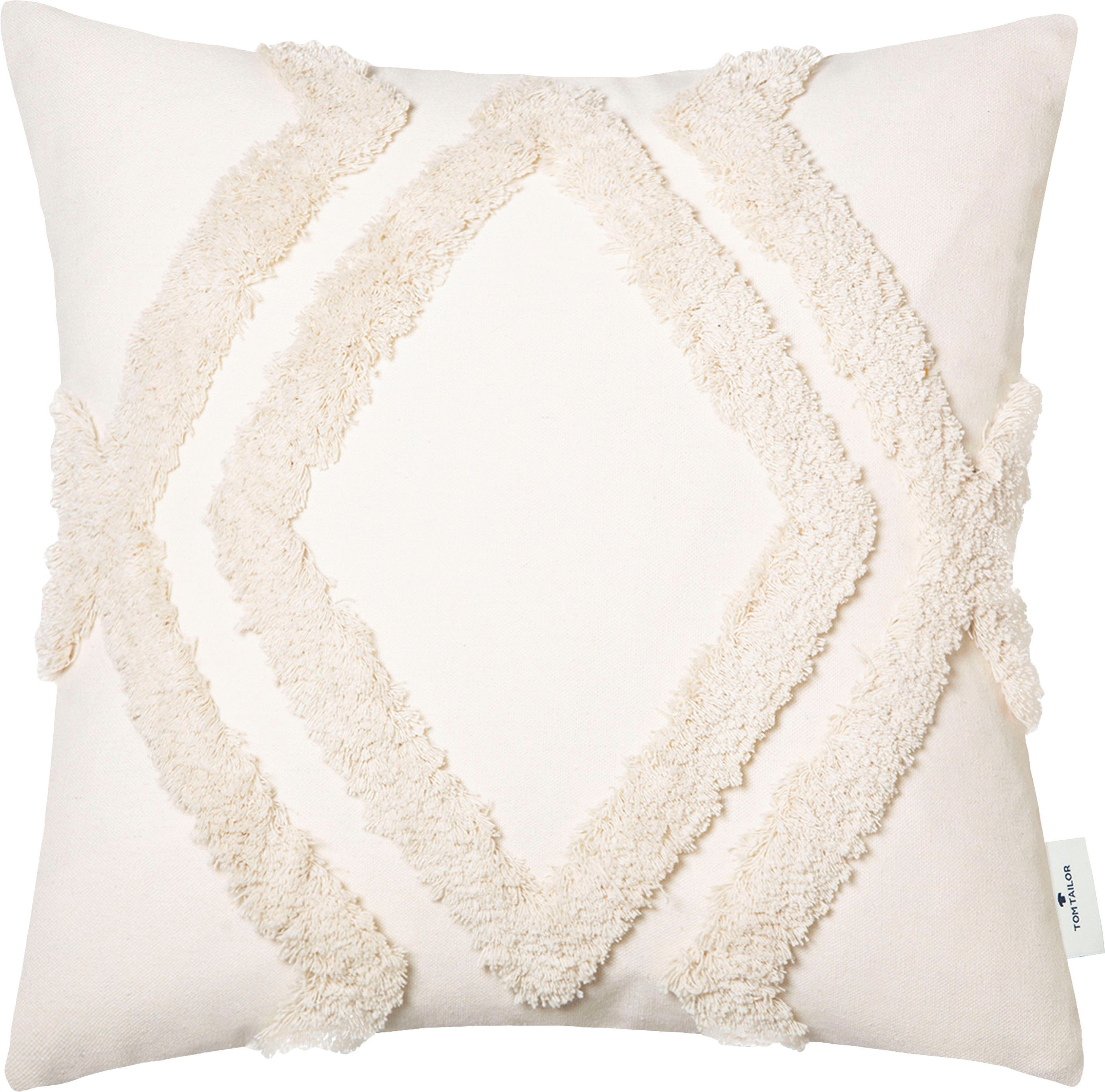 TOM TAILOR HOME Dekokissen »Fluffy Rhomus«, mit aufgesetzten, fluffigen Rau günstig online kaufen