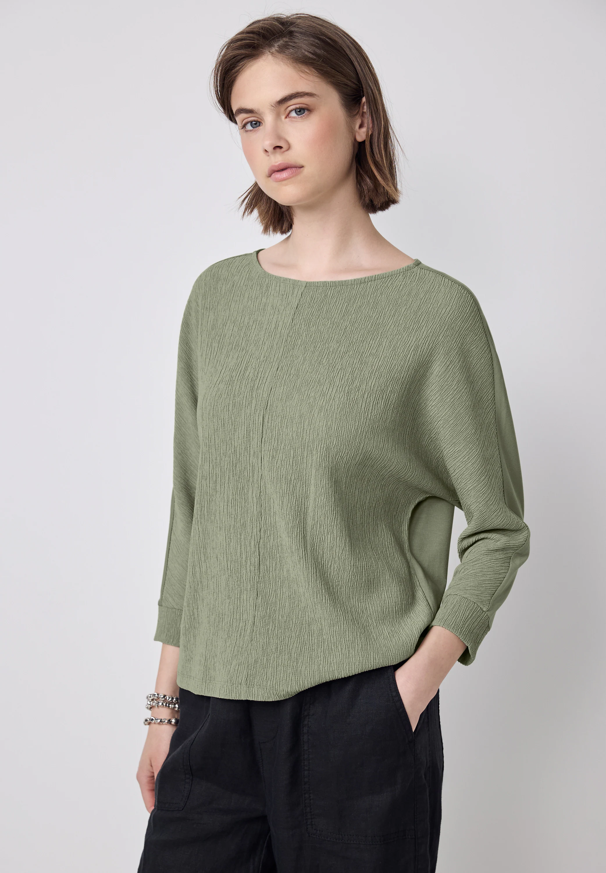STREET ONE STUDIO 3/4-Arm-Shirt, mit U-Boot-Ausschnitt günstig online kaufen