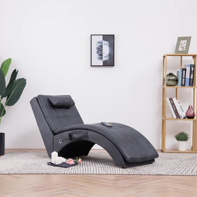 vidaXL Chaiselongue Massage Chaiselongue mit Kissen Grau Wildleder-Optik, 1 günstig online kaufen