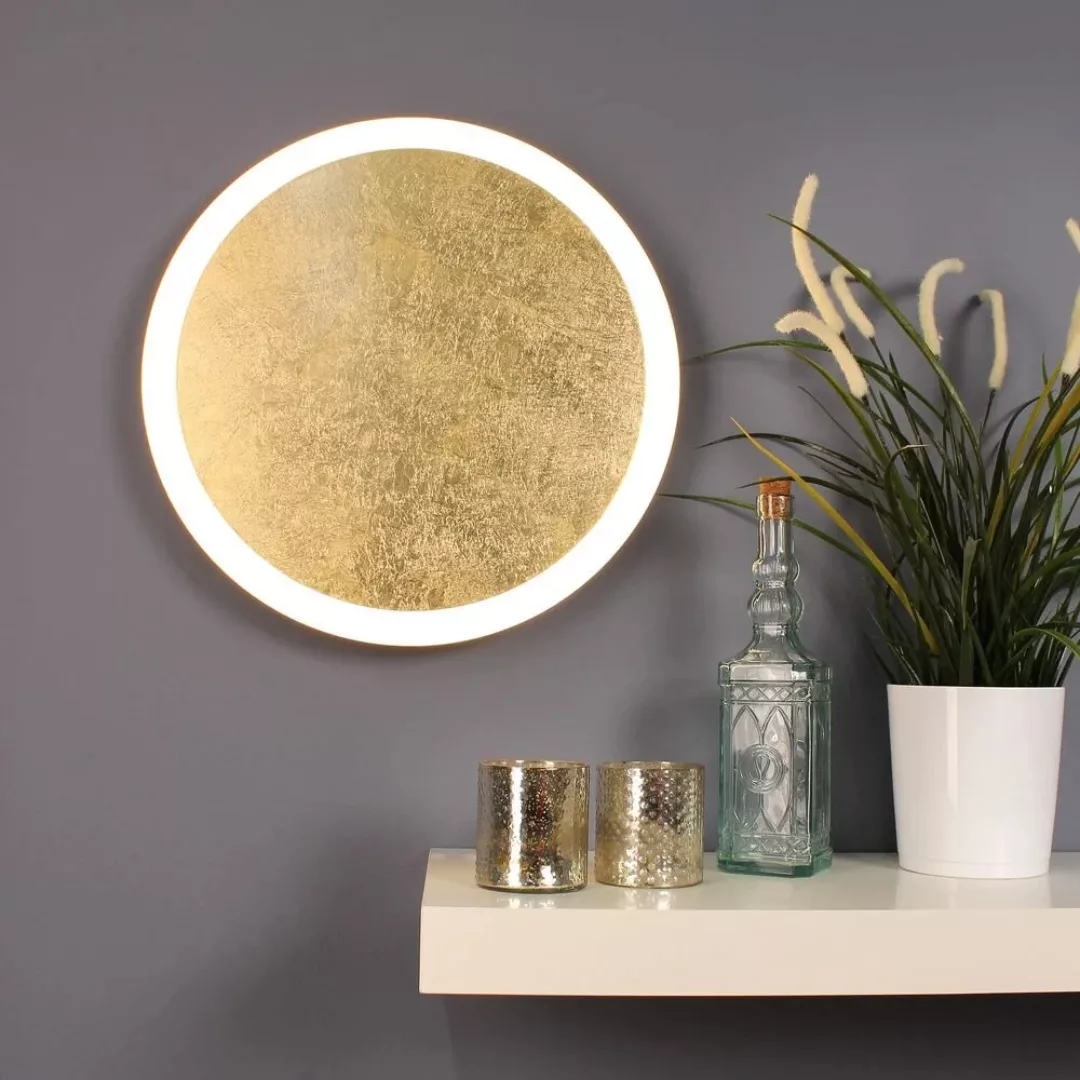 LED Wand- und Deckenleuchte Moon in Blattgold und Weiß-satiniert 400mm günstig online kaufen
