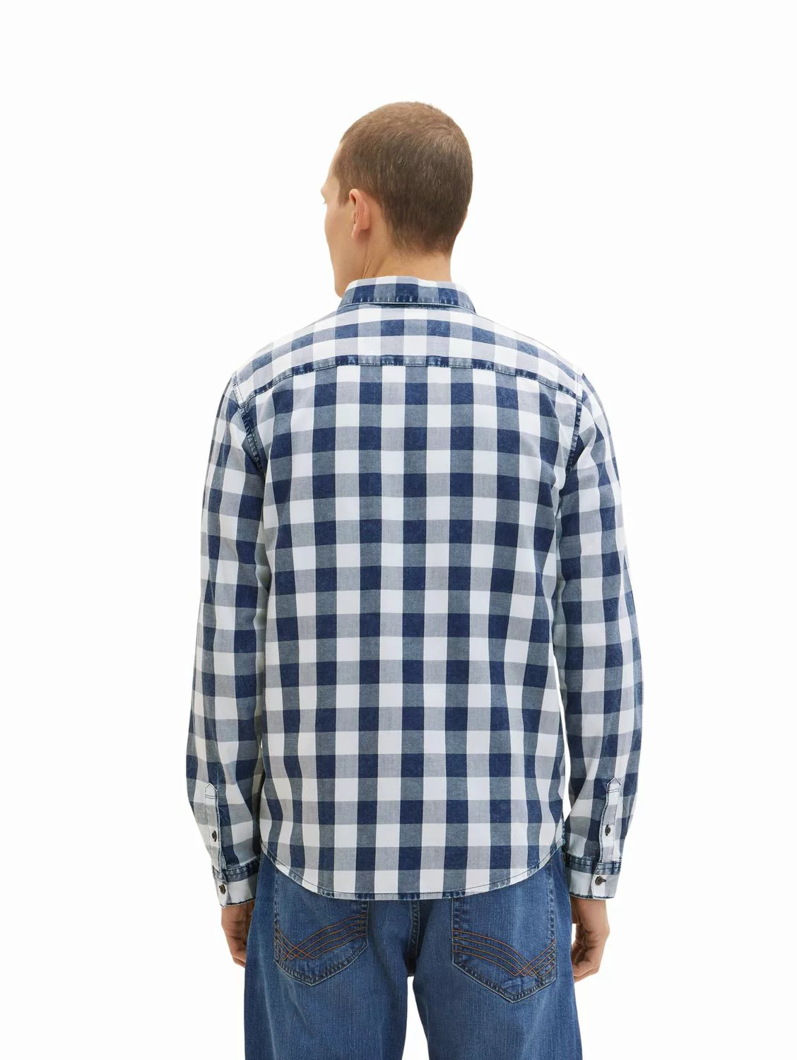 Tom Tailor Herren Langarm Hemd INDIGO CHECK - Regular Fit günstig online kaufen