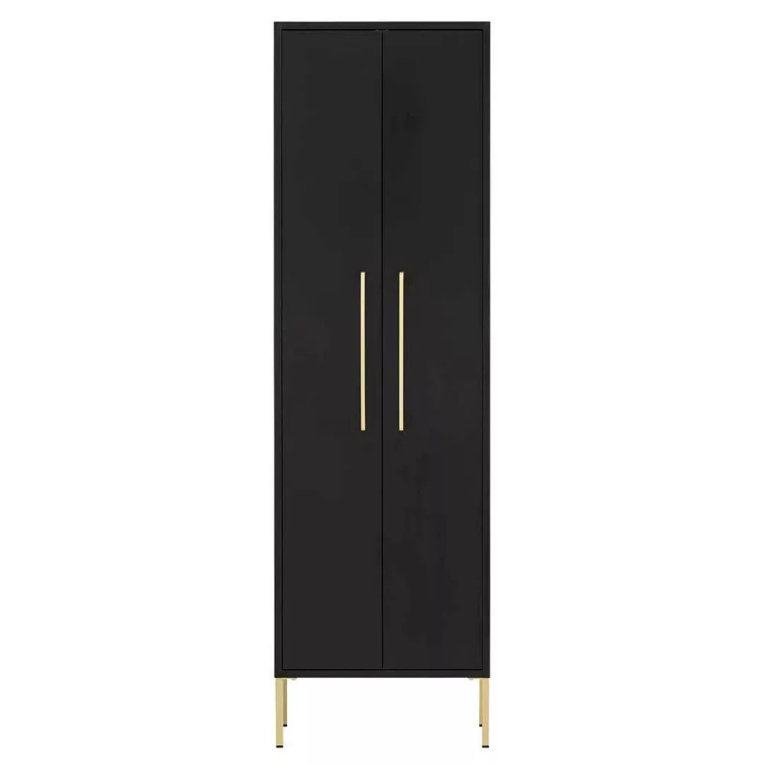 Moderner Badhochschrank in Schwarz und Gold Made in Germany günstig online kaufen