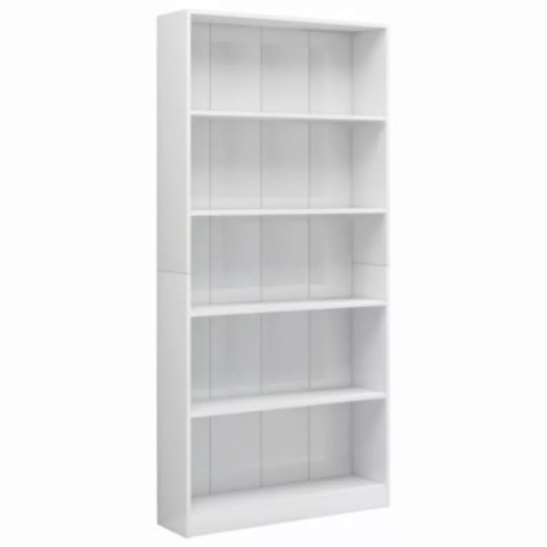 Bücherregal 5 Fächer Hochglanz-weiß 80 X 24 X 175 Cm Spanplatte günstig online kaufen