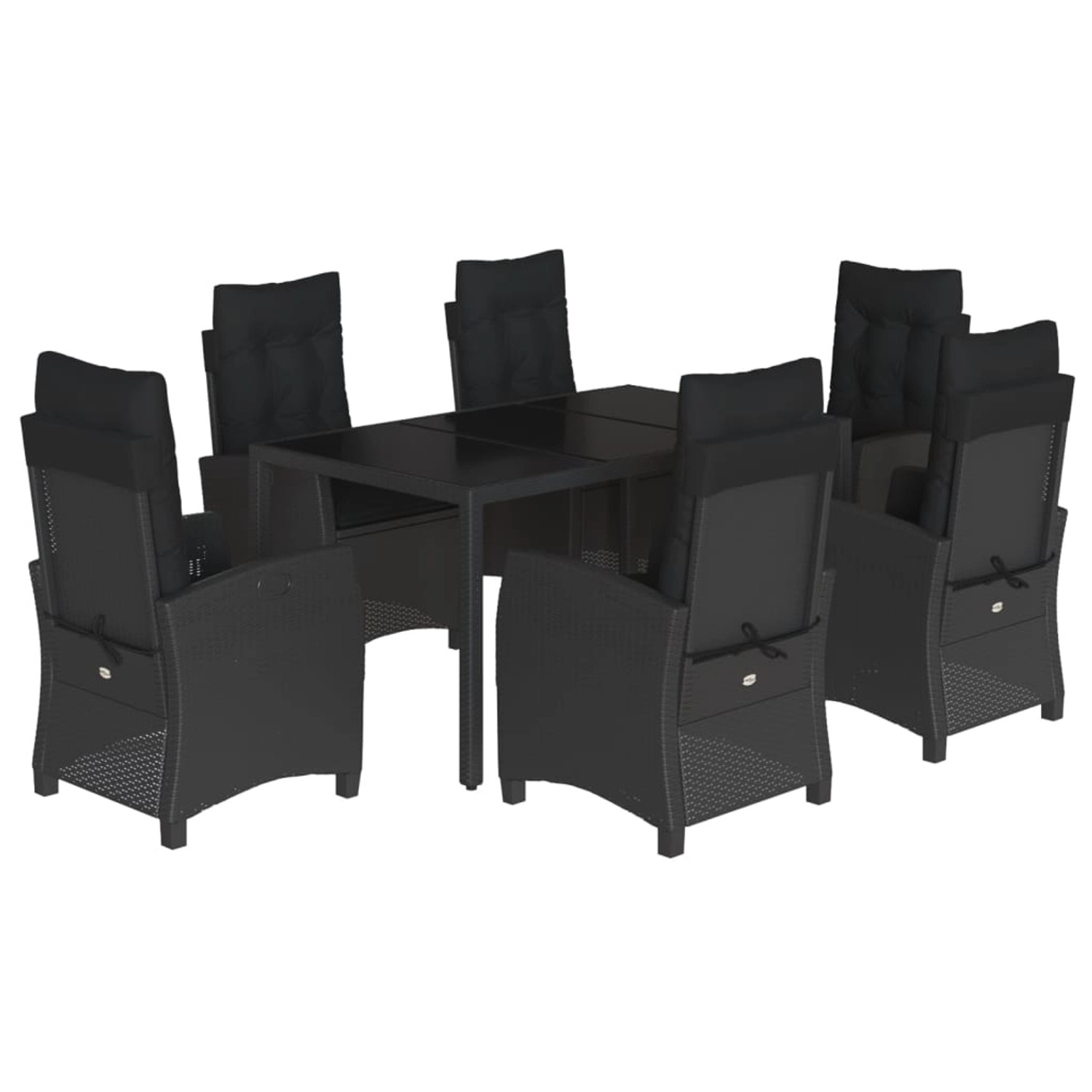 vidaXL 7-Tlg Garten-Essgruppe mit Kissen Schwarz Poly Rattan 3212639 günstig online kaufen