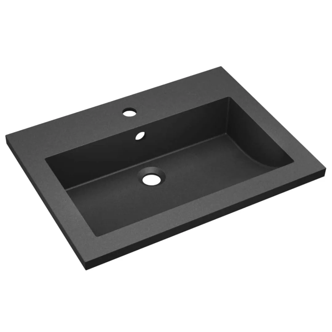 vidaXL Waschbeckenschrank Granitbecken 600450120 mm Schwarz günstig online kaufen