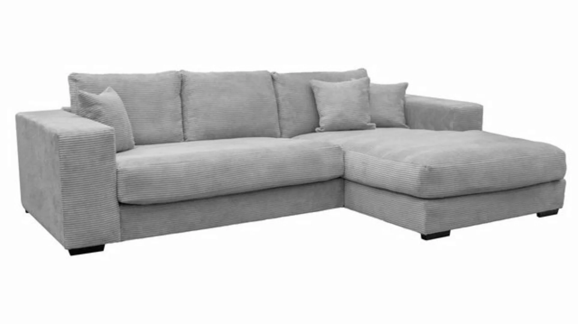 Massivart® Ecksofa EDEN Cord hellgrau / 286 cm, Cordsofa, Wellenunterfederu günstig online kaufen