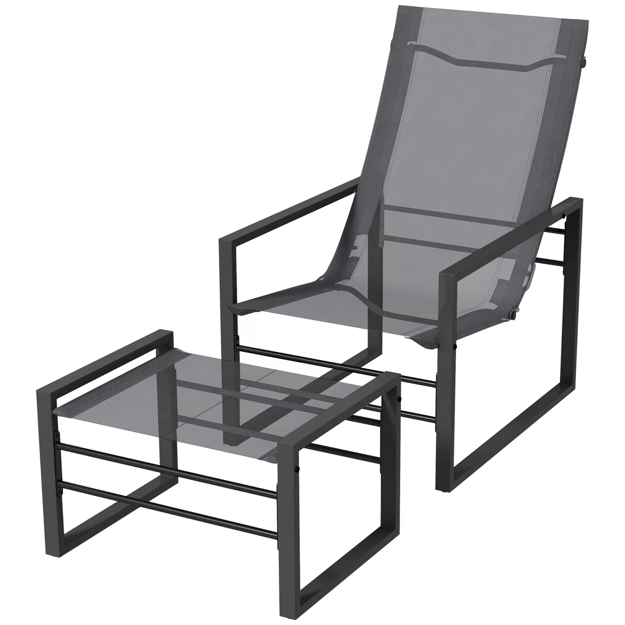 Outsunny Garten Relaxsessel mit Fußstütze, Liegestuhl, Metallstrukur und lu günstig online kaufen