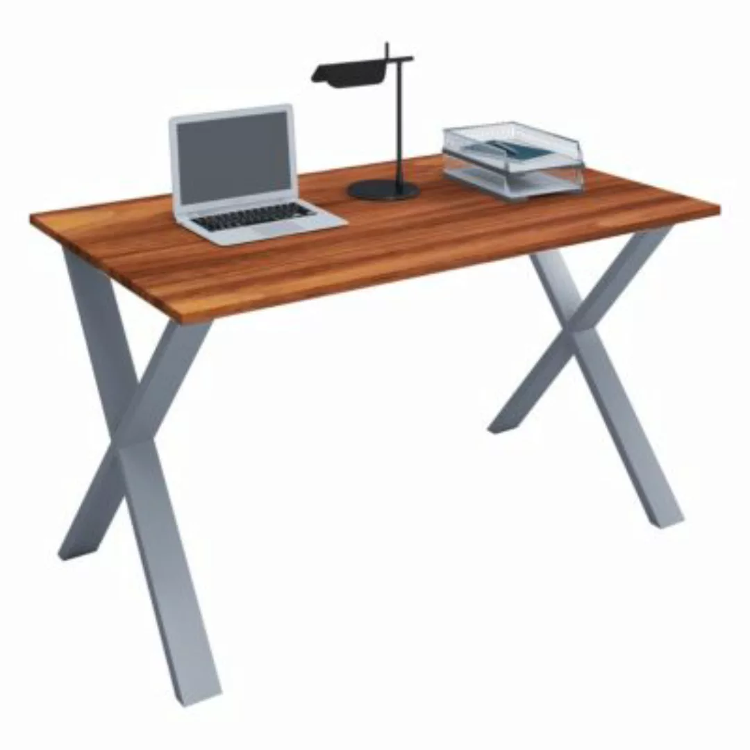 VCM Holz Schreibtisch Computertisch Arbeitstisch Büromöbel Lona X Silber br günstig online kaufen