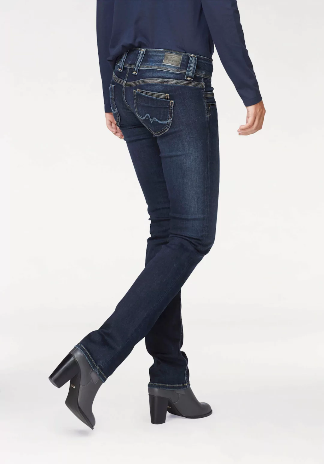 Pepe Jeans Damen Jeans Venus - Regular Fit - Blau - Blue Black Wiser günstig online kaufen