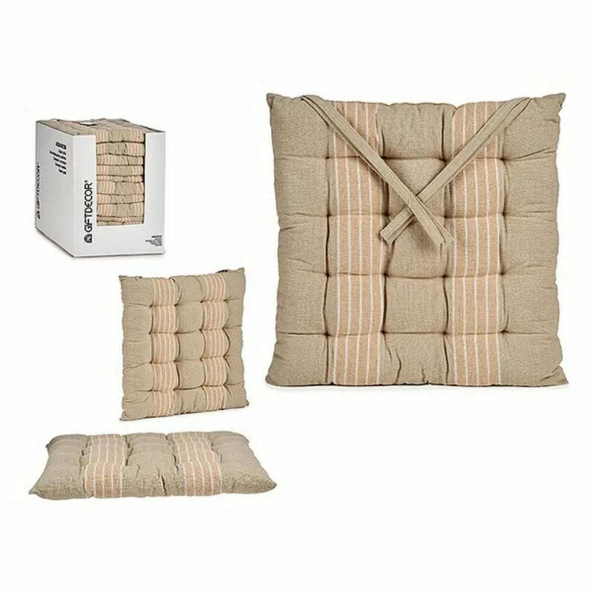 Stuhl-kissen Streifen Beige Creme (40 X 6 X 40 Cm) günstig online kaufen