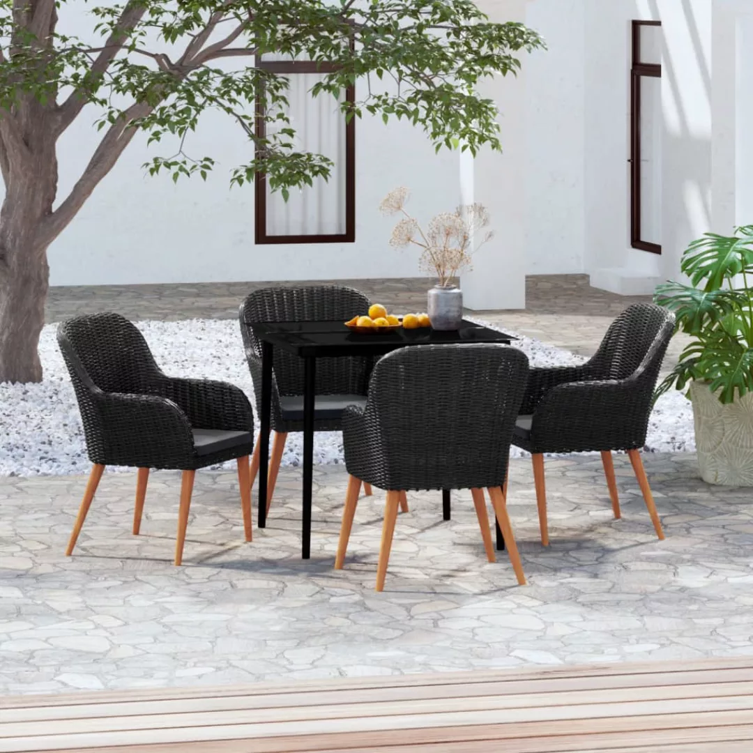 Vidaxl 5-tlg. Garten-essgruppe Mit Auflagen Schwarz günstig online kaufen