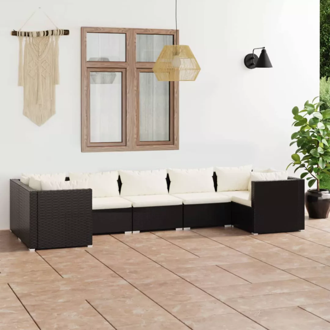 Vidaxl 7-tlg. Garten-lounge-set Mit Kissen Poly Rattan Schwarz günstig online kaufen