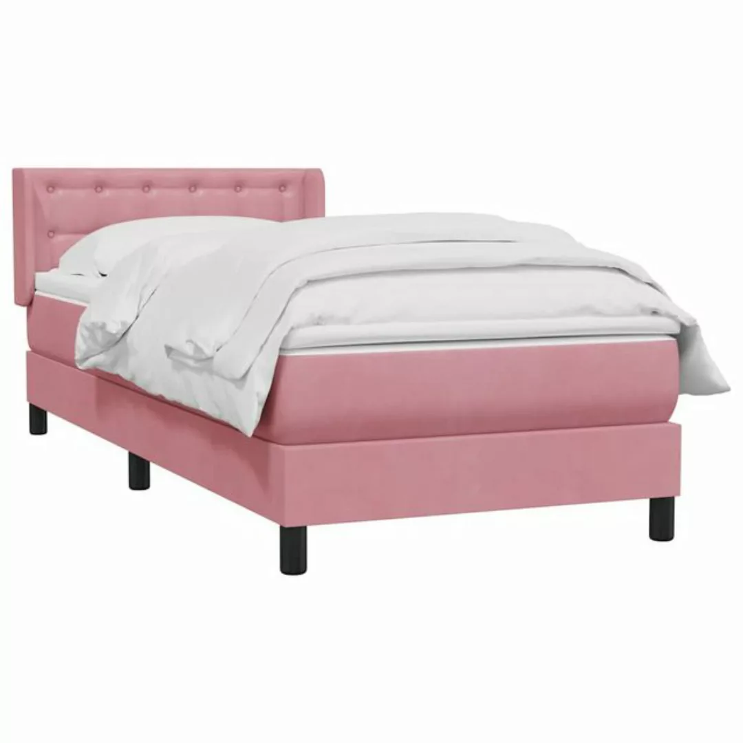 vidaXL Bett Boxspringbett mit Matratze Rosa 100x220 cm Samt günstig online kaufen