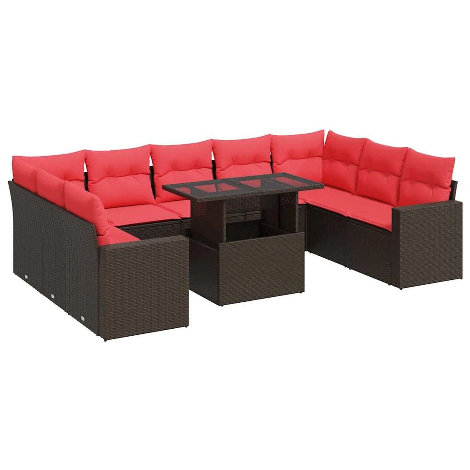 vidaXL 10-Tlg Garten-Sofagarnitur mit Kissen Braun Poly Rattan Akazie 33263 günstig online kaufen
