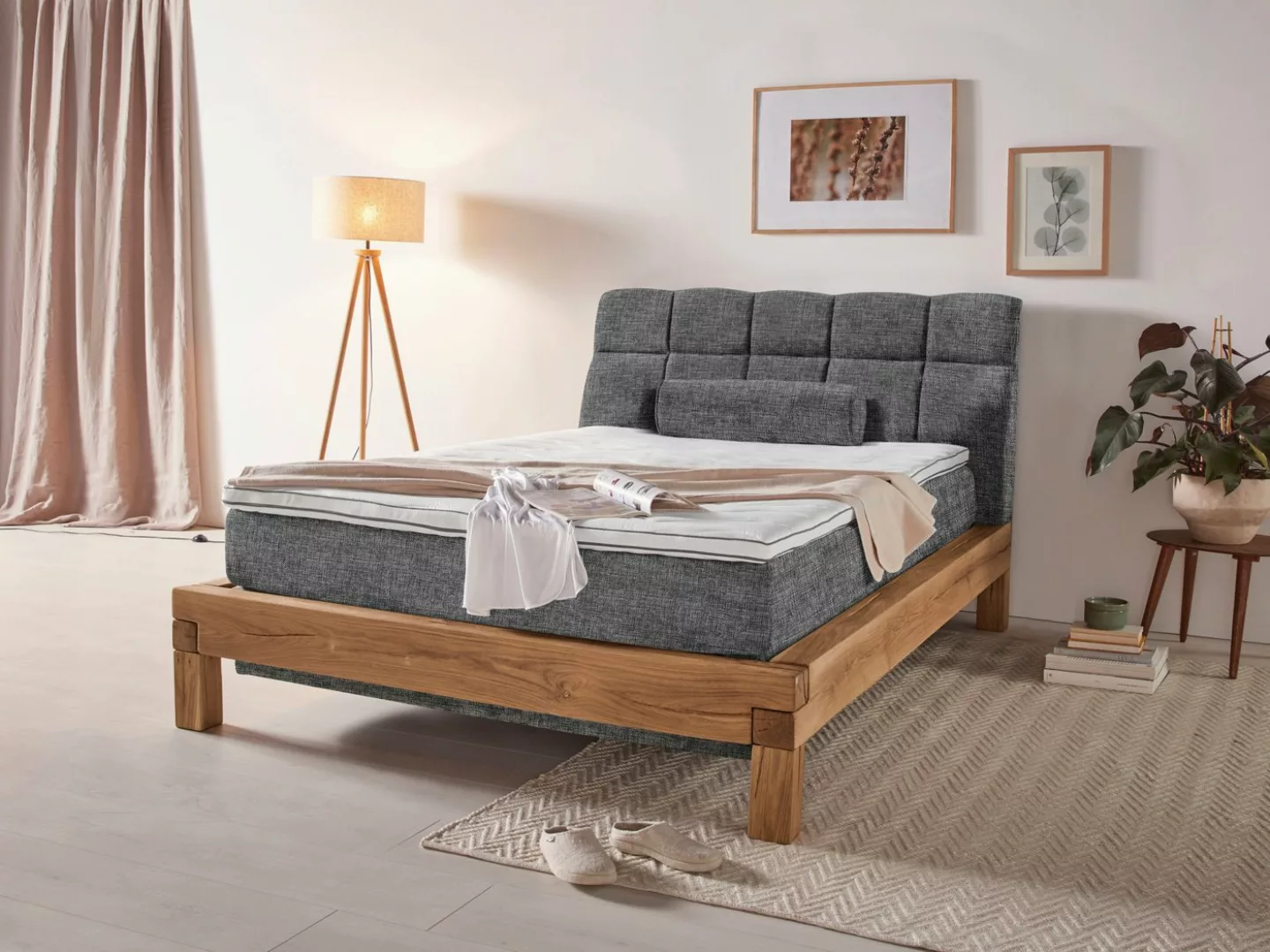 Home affaire Boxspringbett Villads, Liegefläche: 140/200 cm, aus Balkeneich günstig online kaufen