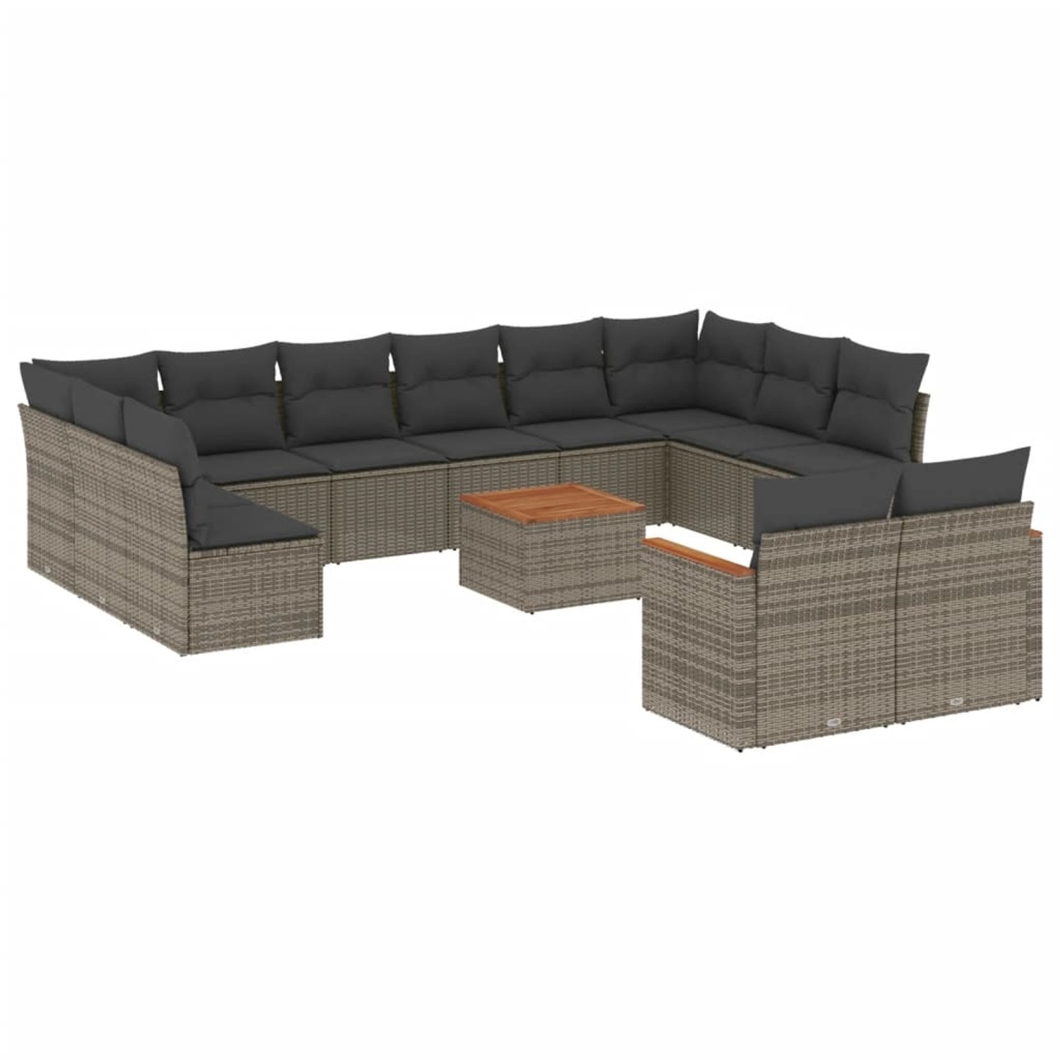 vidaXL 13-tlg Garten-Sofagarnitur mit Kissen Grau Poly Rattan Modell 25 günstig online kaufen