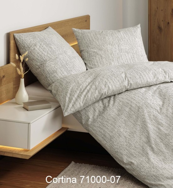 Janine Janine Soft-Cotton Bettwäsche CORTINA 71000 natur grau Größe:  135x2 günstig online kaufen