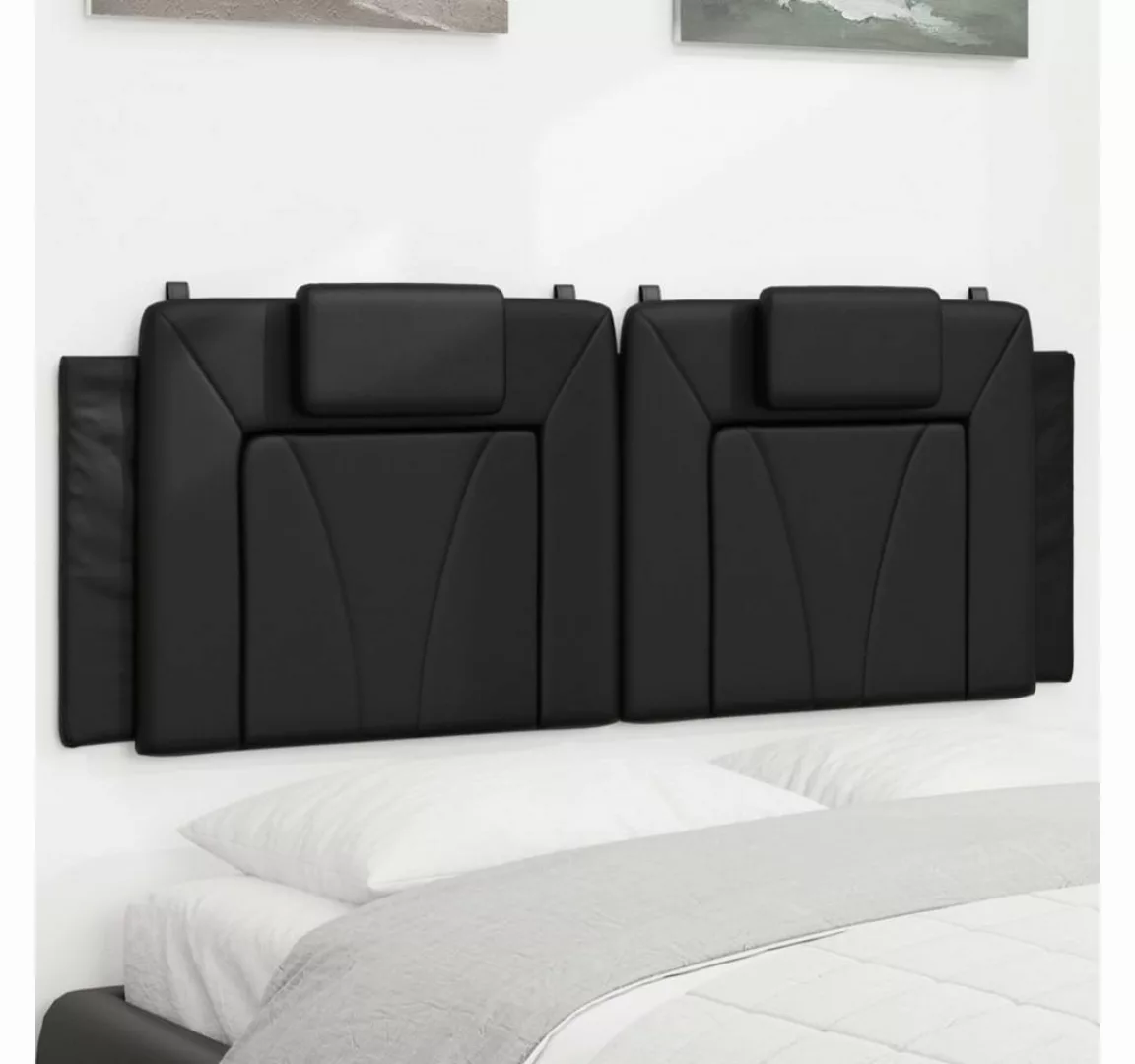 vidaXL Bett, Kopfteil-Kissen Schwarz 140 cm Kunstleder günstig online kaufen