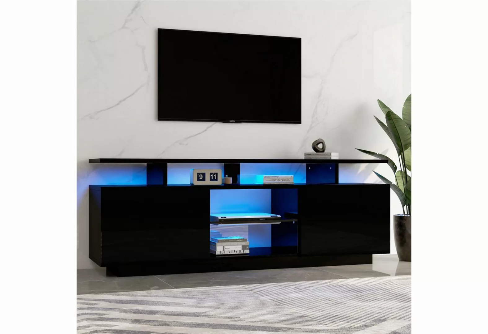 HAUSS SPLOE TV-Schrank 140cm TV-Schrank mit LED-Beleuchtung für 60-Zoll-Fer günstig online kaufen