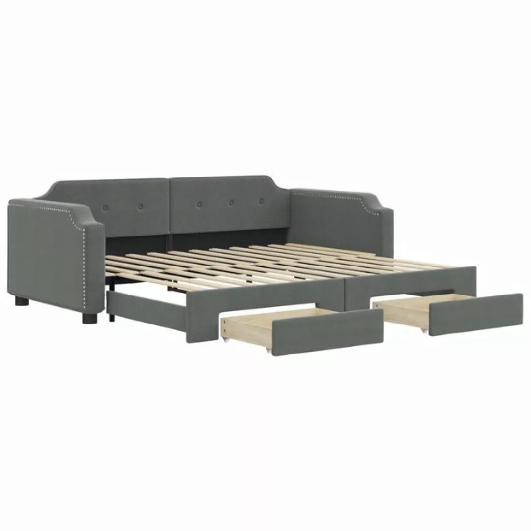 furnicato Bett Tagesbett Ausziehbar mit Schubladen Dunkelgrau 90x200 cm Sto günstig online kaufen