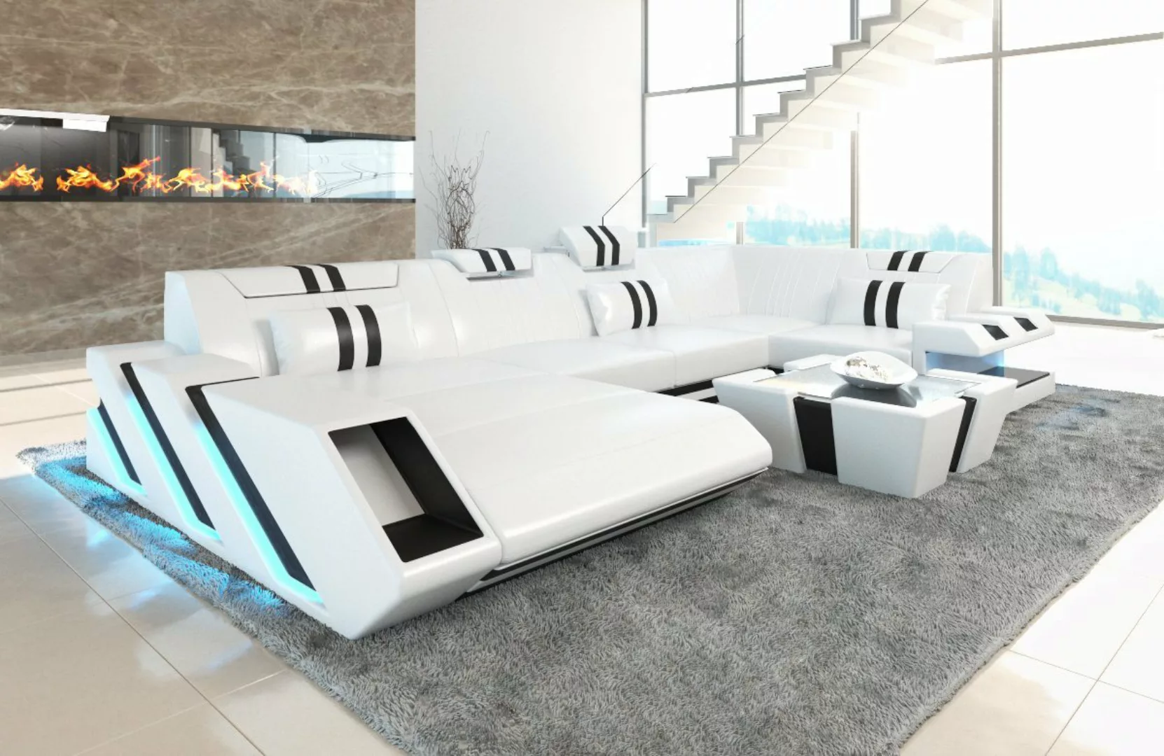 Sofa Dreams Wohnlandschaft Ledersofa Ledercouch Apollonia U Form Leder Sofa günstig online kaufen