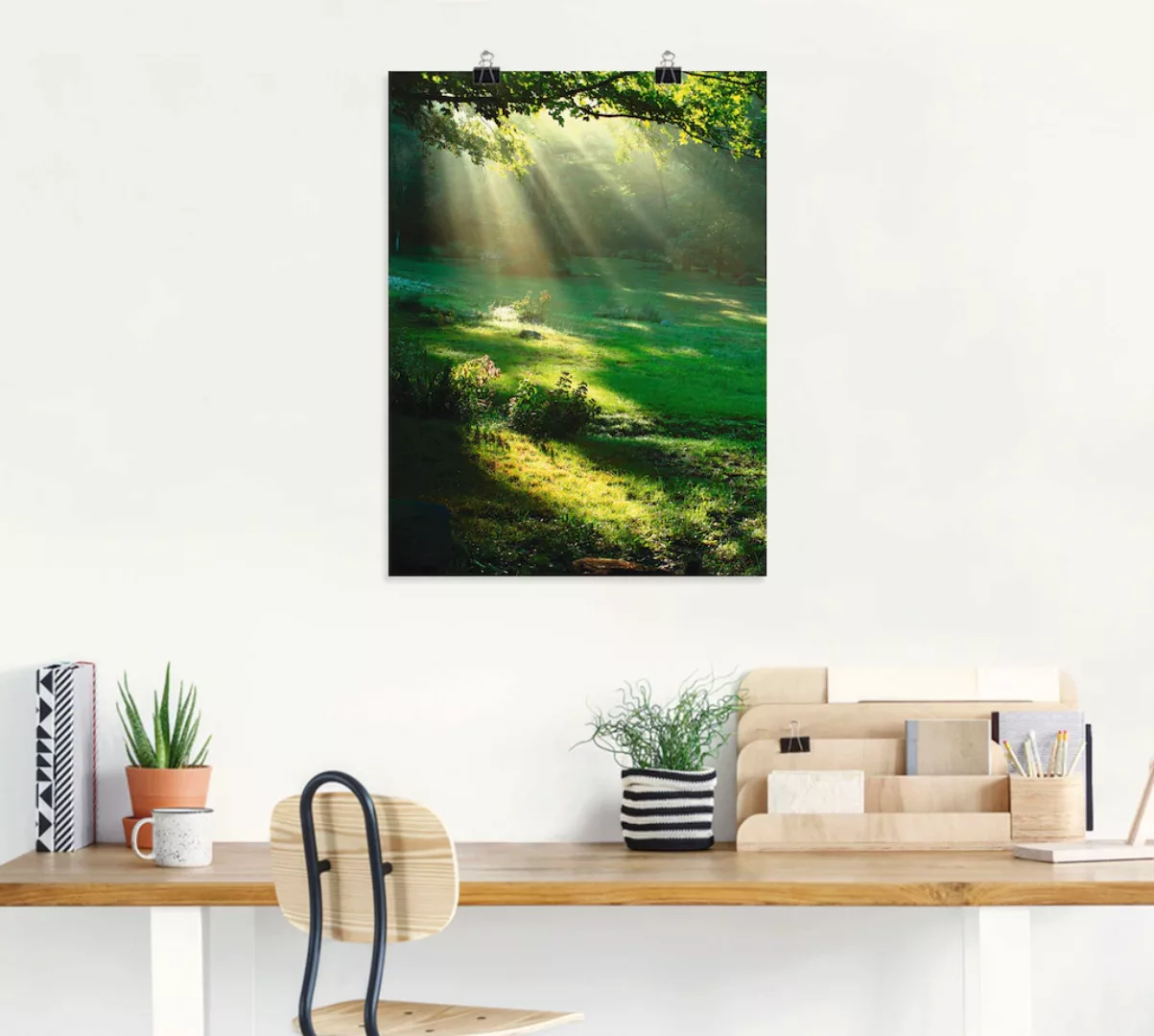 Artland Wandbild "Lichtkegel", Wald, (1 St.), als Alubild, Outdoorbild, Lei günstig online kaufen