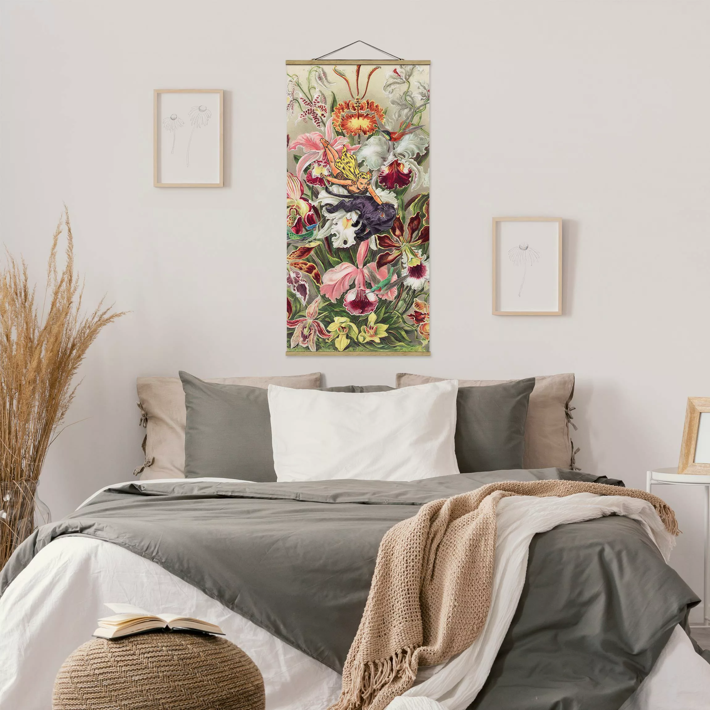 Stoffbild mit Posterleisten Nymphe mit Orchideen günstig online kaufen