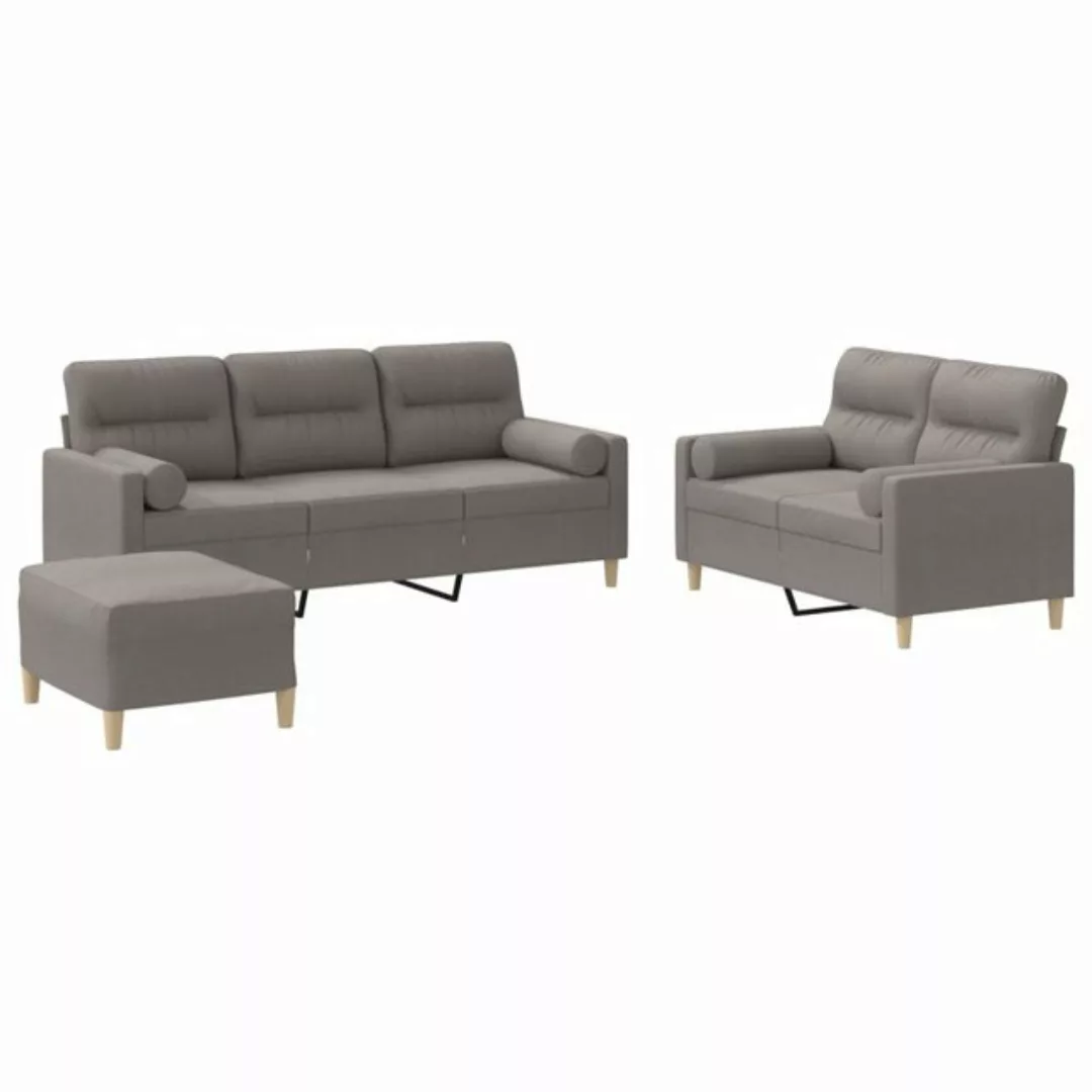 vidaXL Sofa 3-tlg. Sofagarnitur mit Kissen Taupe Stoff günstig online kaufen