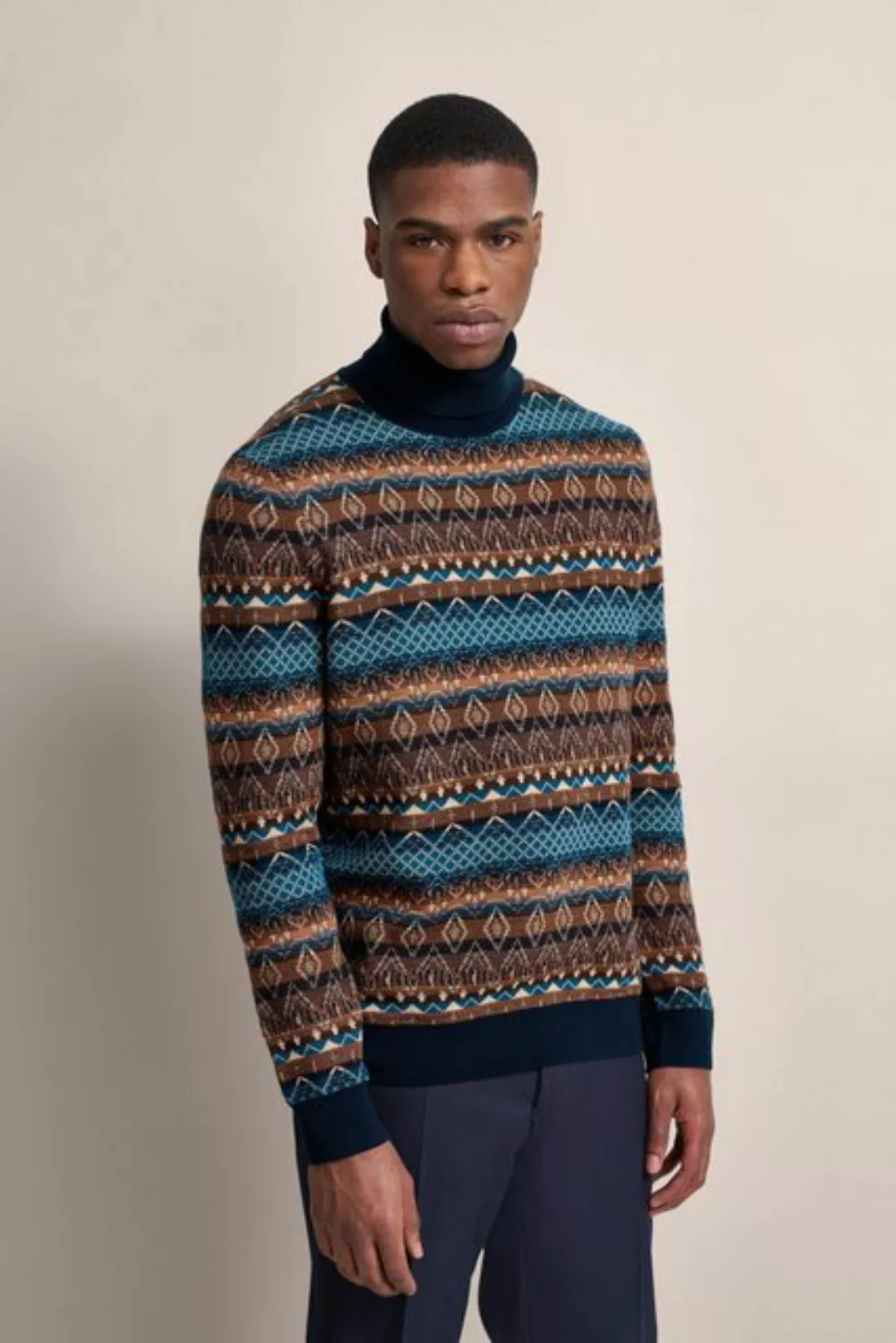 bugatti Rollkragenpullover, mit Multicolor-Muster günstig online kaufen