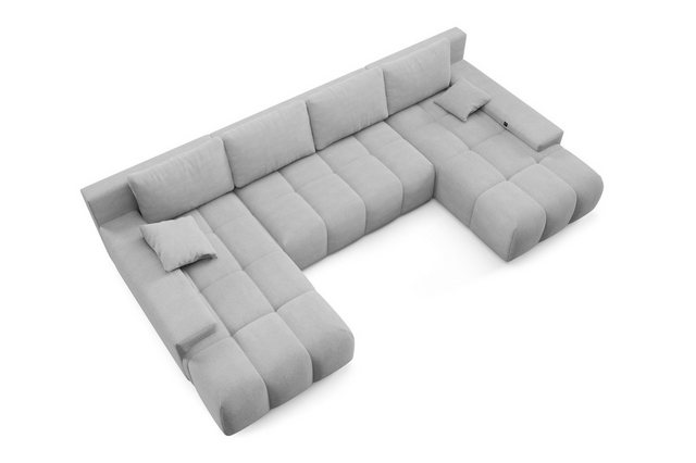 PROMETO Möbel Ecksofa Ecksofa Couch U-Form, Teddy-Bouclé Stoff Schlaffunkti günstig online kaufen