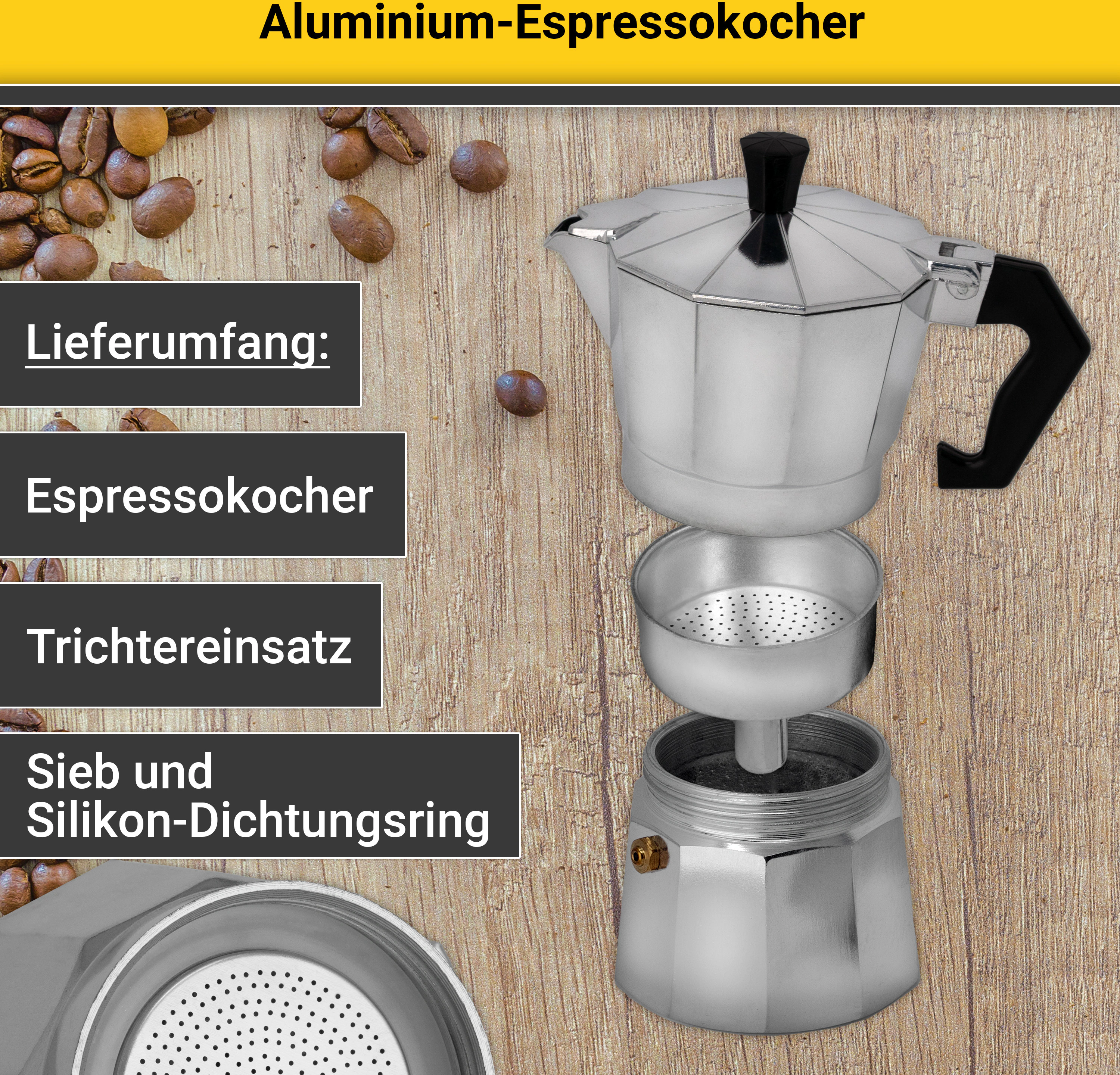 Krüger Espressokocher »Italiano«, 0,2 l Kaffeekanne, traditionell italienis günstig online kaufen