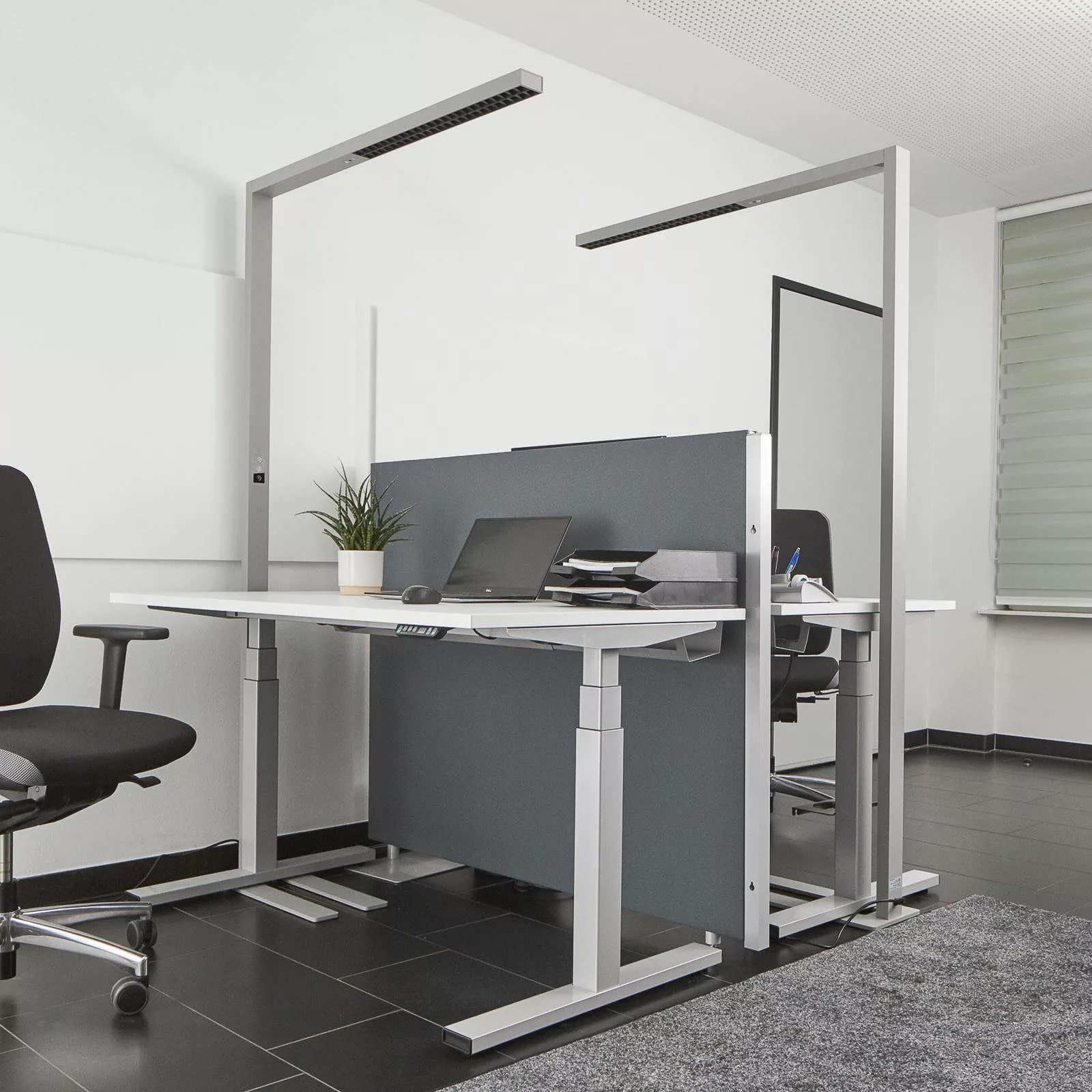 Arcchio LED-Büro-Stehlampe Jolinda, 2er-Set, silber, 4.000 K günstig online kaufen