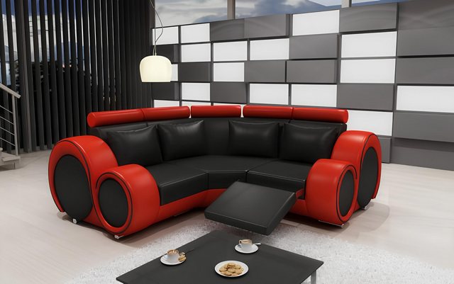 JVmoebel Ecksofa LEDERSOFA mit USB DESIGN ECKSOFA BERLIN SOFA GARNITUR POLS günstig online kaufen