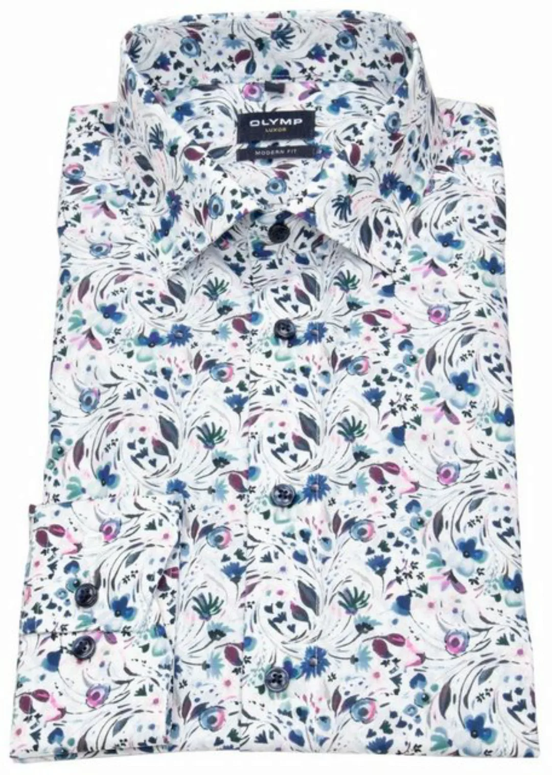 OLYMP Langarmhemd Modern Fit leicht tailliert bügelfrei Kentkragen günstig online kaufen