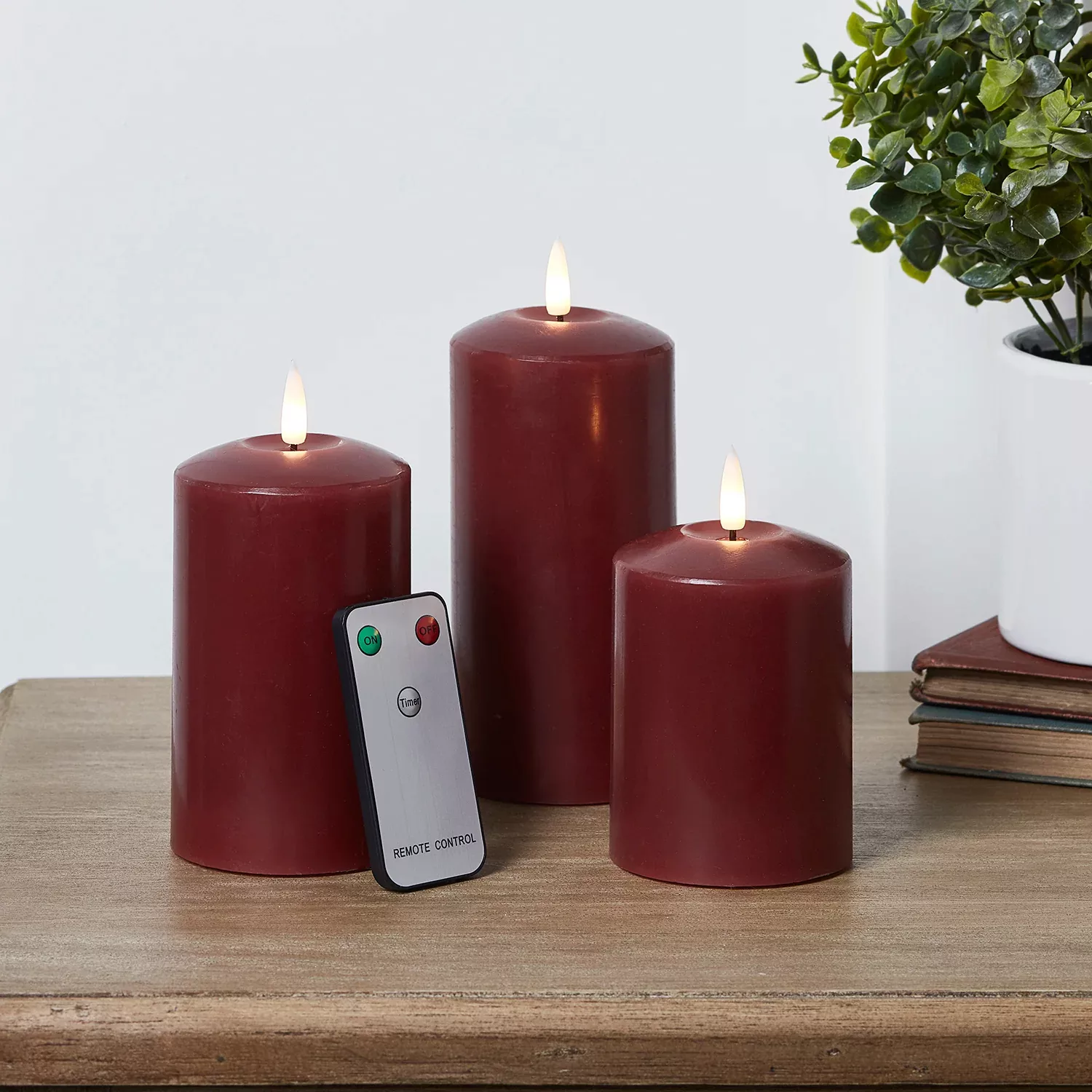 TruGlow® LED Kerzen Trio burgunderot günstig online kaufen