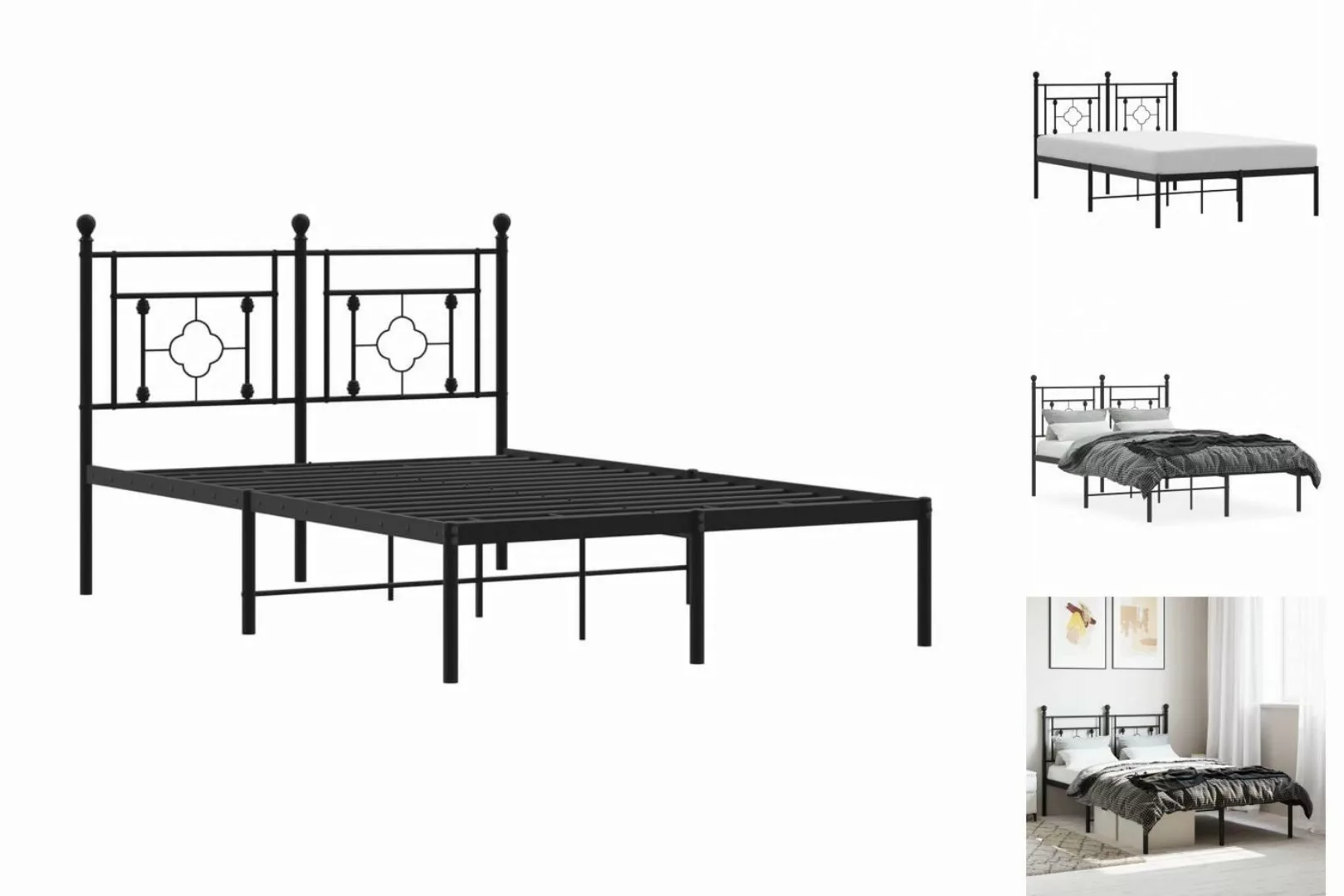 vidaXL Bettgestell Bettgestell mit Kopfteil Metall Schwarz 120x190 cm Bett günstig online kaufen