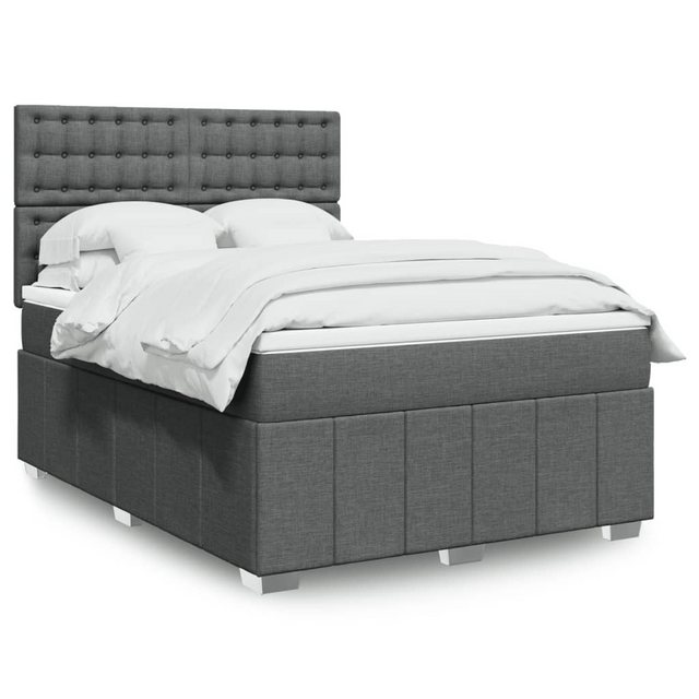 vidaXL Boxspringbett, Boxspringbett mit Matratze Dunkelgrau 140x190 cm Stof günstig online kaufen