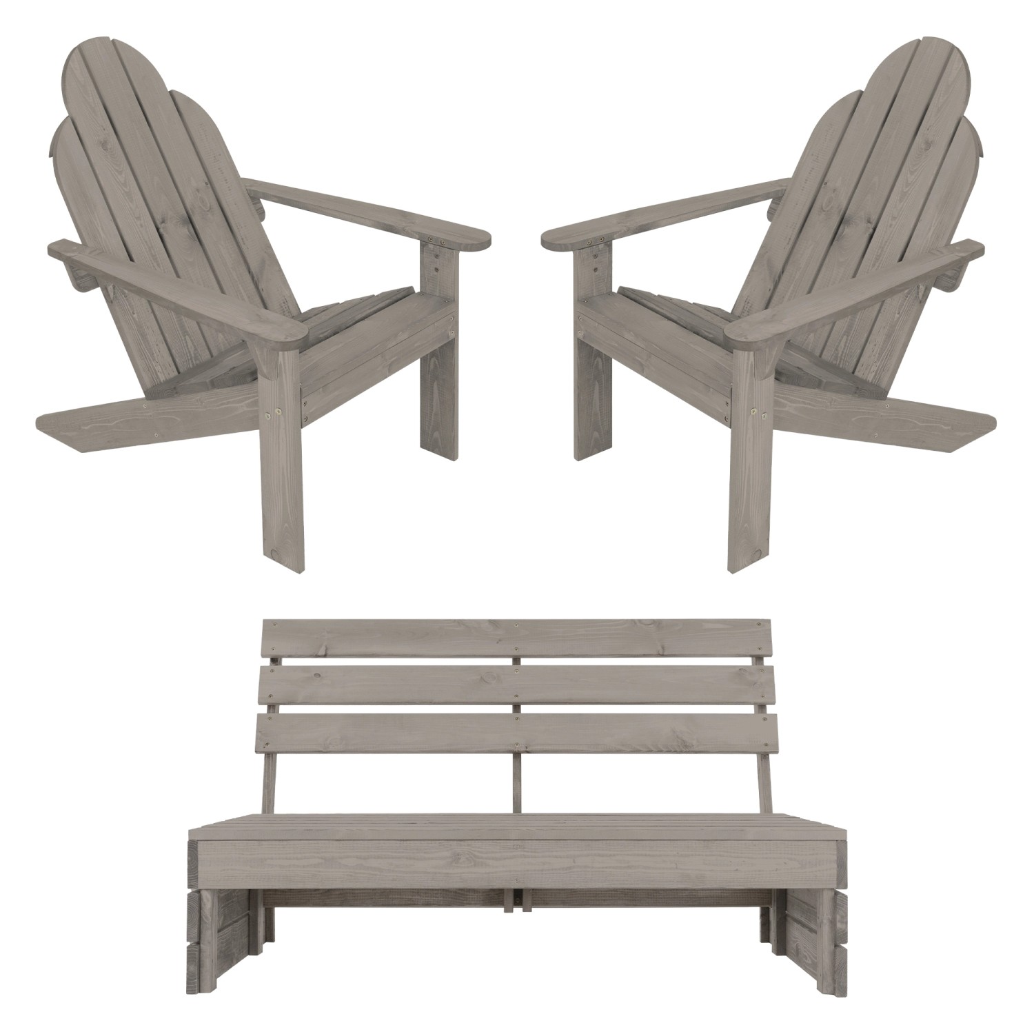 ECD Germany 3Tlg Gartenmöbel Set Gartenbank 3-Sitzer mit Adirondack Gartens günstig online kaufen