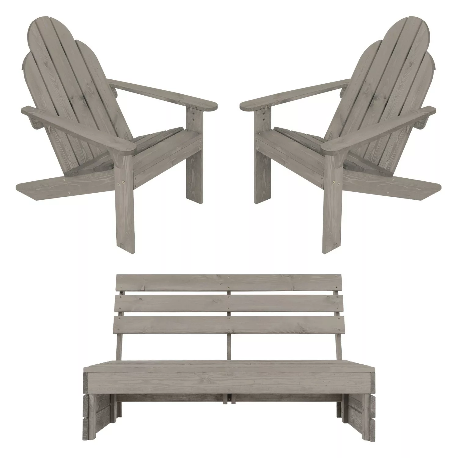 ECD Germany 3Tlg Gartenmöbel Set Gartenbank 3-Sitzer mit Adirondack Gartens günstig online kaufen