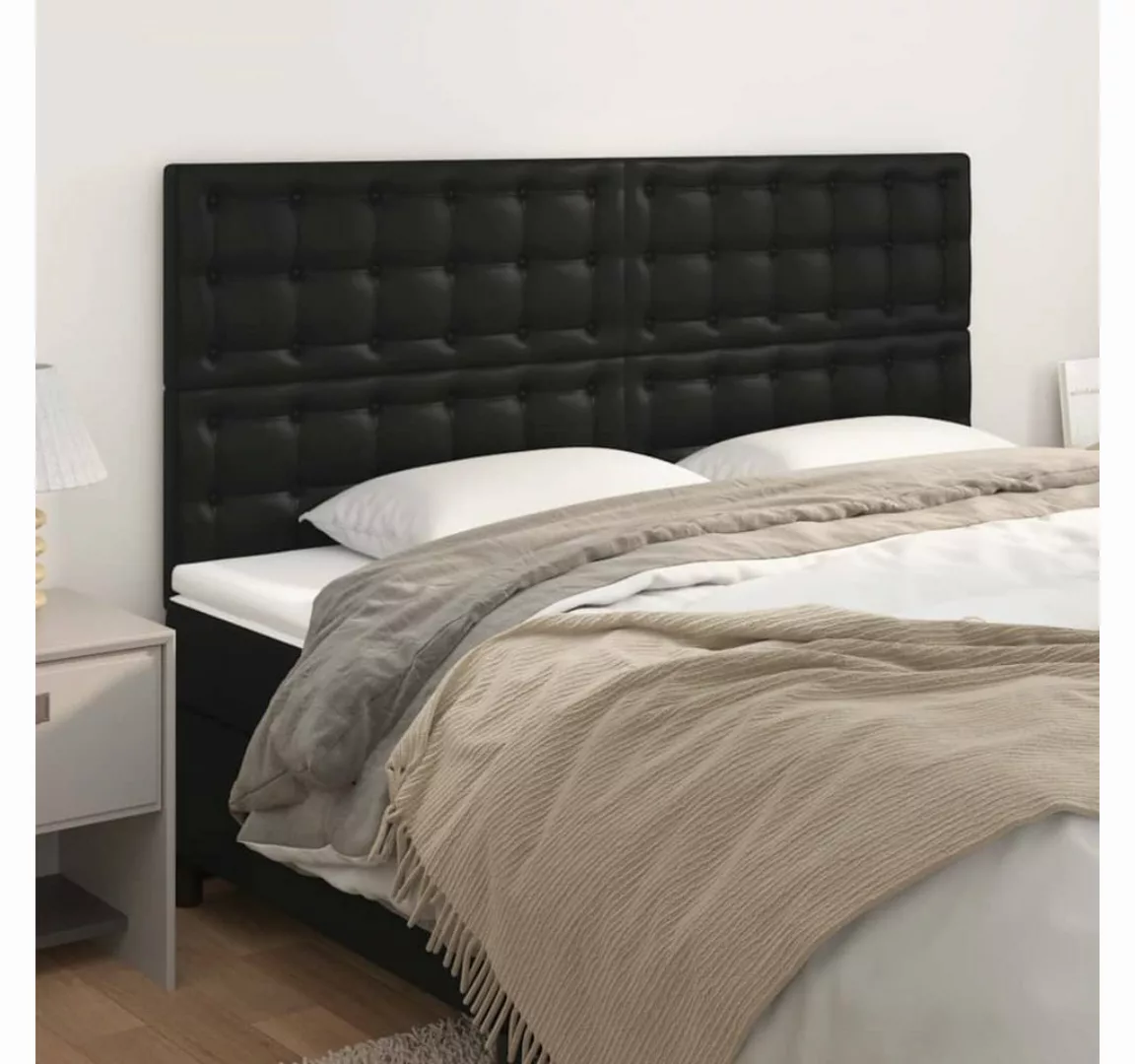 vidaXL Bett, Kopfteile 4 Stk. Schwarz 80x5x78/88 cm Kunstleder günstig online kaufen